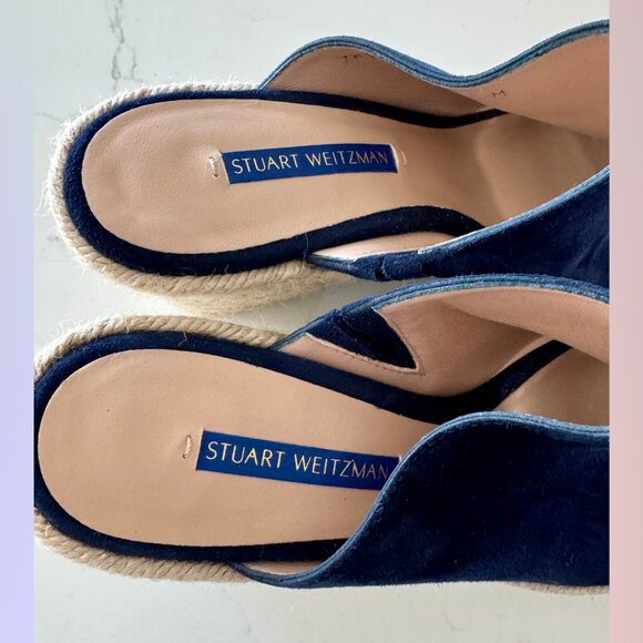 Stuart Weitzman Espadrille Navy Wedge Sandals – Size 8 - Picture 4 of 8